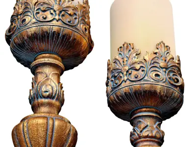 Bronze Antique Rustic Candlesticks Candle Holder Classic Style 3D model