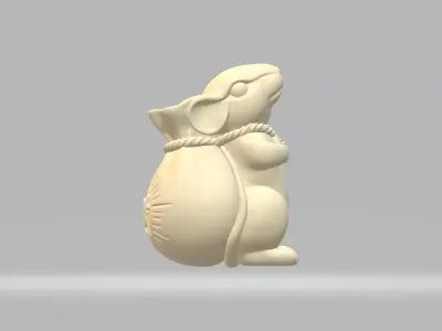 Lucky mouse carrying money bag 3D print model