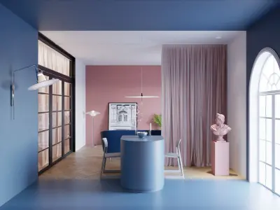 01- Modern Livingroom Interior scene - C4D and Corona Renderer  3D model