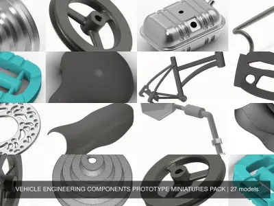 VEHICLE ENGINEERING COMPONENTS PROTOTYPE MINIATURES PACK 3D Model Collection