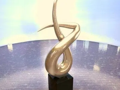 Abstract silver flame home decoration statue 3D model