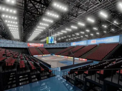 VR Basketball Court Low-poly 3D model