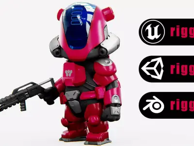 CYBER SOLDIER X-500 Rigged for Unreal Engine - Unity - MIXAMO 3D model