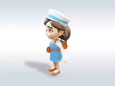 3D Cartoon character t pose sport girl gym Low poly 3D model 3D model buy