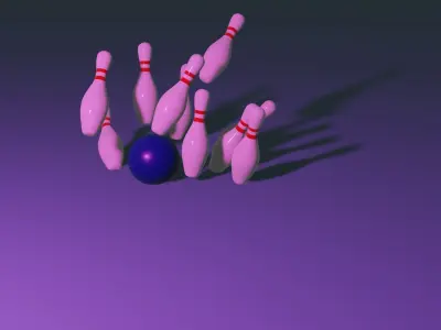 Bowling ball and pin Low-poly 3D model