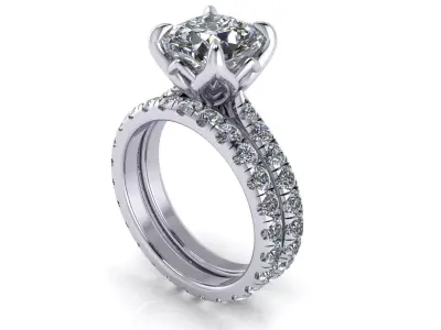Matching Diamond Engagement Ring R1 3D print model