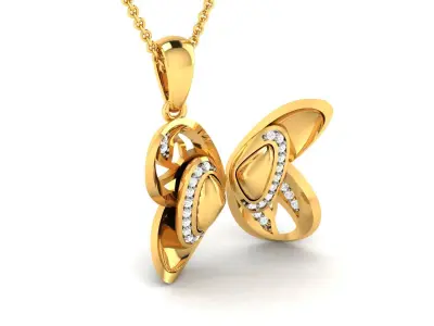 Butterfly Pendant 3DM STL OBJ FBX Render Details 3D print model