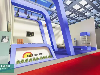 Conference - exhibition pavilion and stands Low-poly 3D model