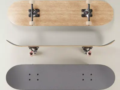 Skateboard - 3D files and Mockup Low-poly 3D model