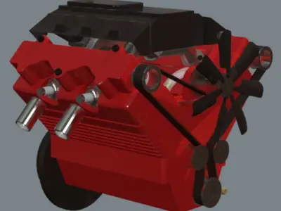 TOYAN FS-V400WA Water-Cooled V4 Engine - High Poly 3D Model 3D model