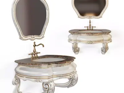 Classic washbasin with mirror 3D model