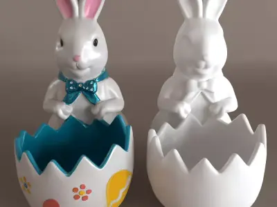 Easter Bunny Pot urn Planter Candy Dish 3D print model