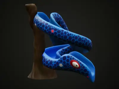 3D low poly PBR water snake slide Low-poly 3D model