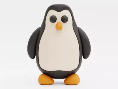 Stylized Clay Penguin Low-poly 3D model