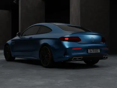 Dark Concrete Car Render Scene - Blender 3D model