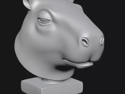 Capybara head sculpture 3D print model
