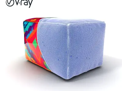 Colorful Ottoman Model Pack with Geometric Patterns Low-poly 3D model