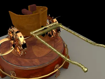 Chinese display stand with chariot 3D model