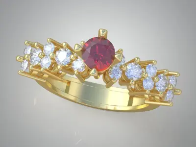 Diamond ring 0446 3D printable model  Free 3D print model