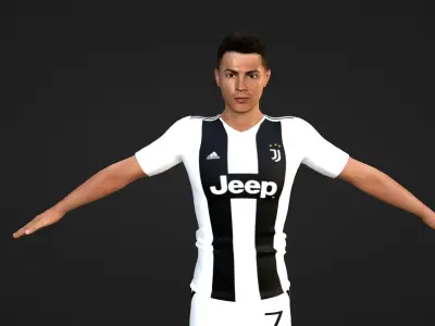 Cristiano Ronaldo - Manchester - Madrid - Juventus - Portugal Low-poly 3D model
