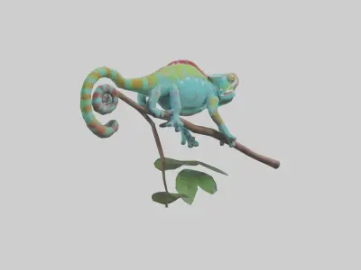 Panther Chameleon climbing model Low-poly 3D model