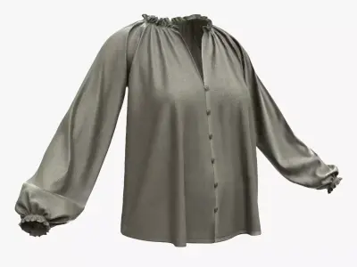 Blouse 61 - All MH Bodies - UE5 Skeletons - Rigged Low-poly 3D model