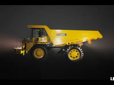 Driveable Animated Construction Truck Low-poly 3D model