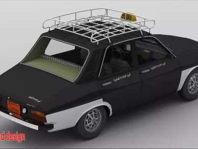 Renault 12 Taxi Cairo old 3ds max 2022 - vray 6 3D model