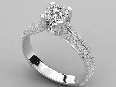 Glamorous Modern Luxury Engagement diamond Ring 3D print model