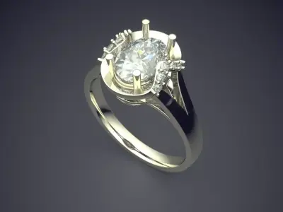 Luxury Engagement Ring With Diamond CAD 3025 3D print model