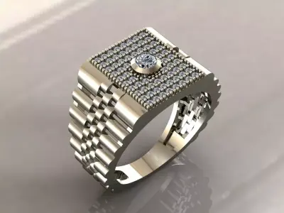 Gents Rings Diamond Men Ring STL 3DM 3D ready print model 3D print model