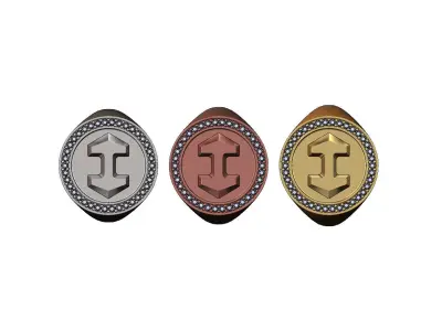 Diamond Super H Hermes signet ring US sizes 7 8 9 3D print model