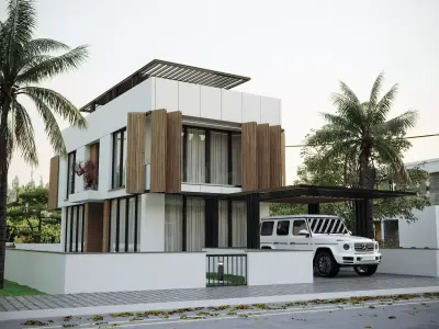 modern villa exterior 3ds max render  Low-poly 3D model