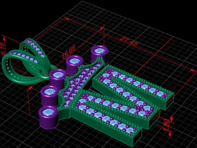 M letter pendant 3D print model