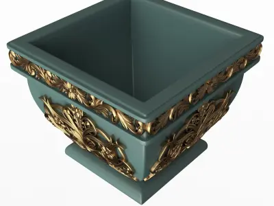 Flower Pot 02 Green Low-poly 3D model