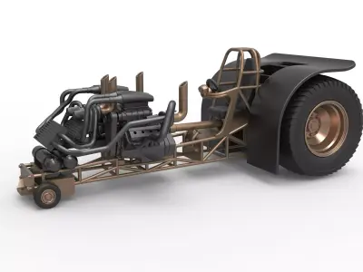 Twin-engined pulling tractor Scale 1 to 25 3D print model