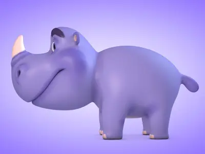 Rhino hippo Low-poly 3D model
