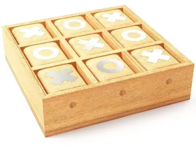 Studio Rustic Mango Wood and Aluminum Tic Tac Toe Decorative Box 3D model