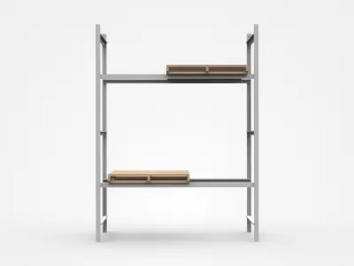 Industrial Shelf With Two Wooden Trays 3D model