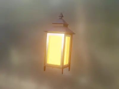 Lowpoly Lantern With Glowing Light Free 3D model