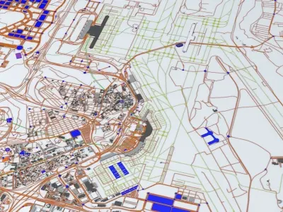 Madrid Barajas MAD Airport Roads Buildings and Public Transport 3D model
