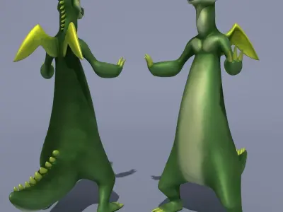 Dragon Cartoon Green and Nice 3D model