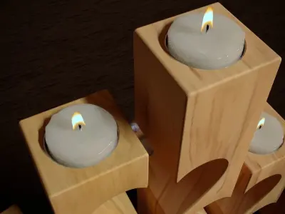 New Year wooden candlesticks lightning 3D model