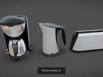 5 Kitchen Assets Pack 3D Model Collection