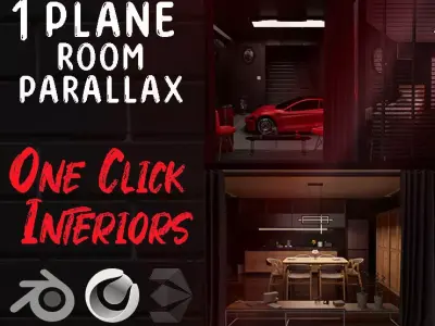 Parallax room pack  One click interiors 40 rooms KPACK  Windows 3D model