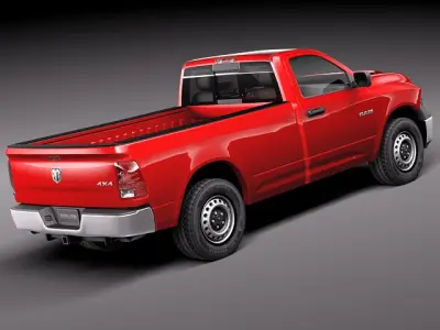 Dodge Ram 2011 Regular Cab Mid Poly 3D Model 3D model