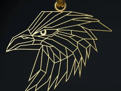 Eagle Wireframe Pendant Amulet Necklace 3D print model