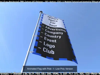 Flags flag pole 3D Model Collection