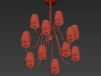 Catalog brass chandelier with shades 3D model