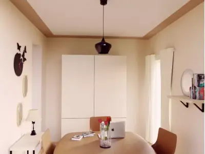 3D Realistic room model dining with wooden furniture Low-poly 3D model
